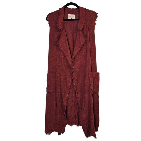 Moon River sleeveless long cardigan,  brick red. L. NWOT. - Picture 1 of 6